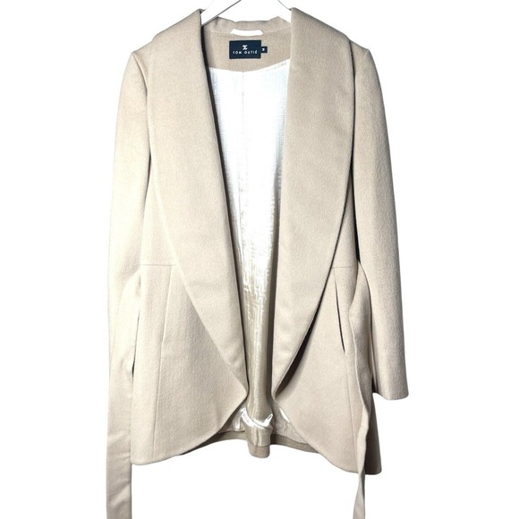 Tom Gutie Solange Baby Alpaca Suri Merino Wool Draped Coat Belted Medium - Picture 13 of 16